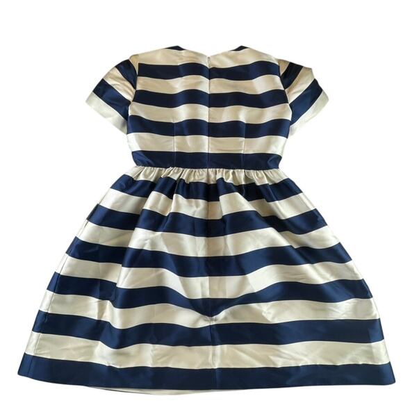 Kate Spade New York Embroidered Floral Stripe Mini Dress Cream and French Navy 6 - Picture 2 of 10